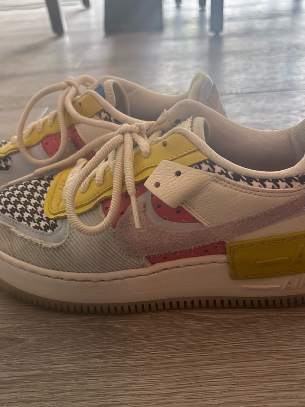 Nike Multicolor Houndstooth Sneakers with Yellow Panels - Picture 2 of 6